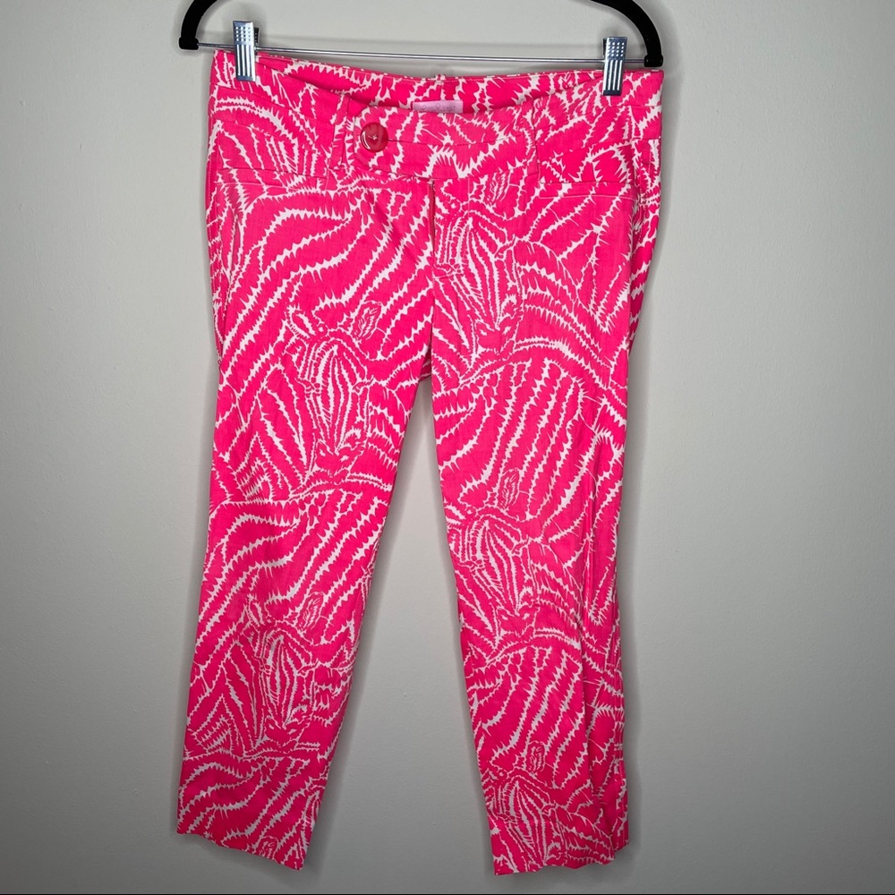 Lilly Pulitzer Hot Pink and White Chino Size 4